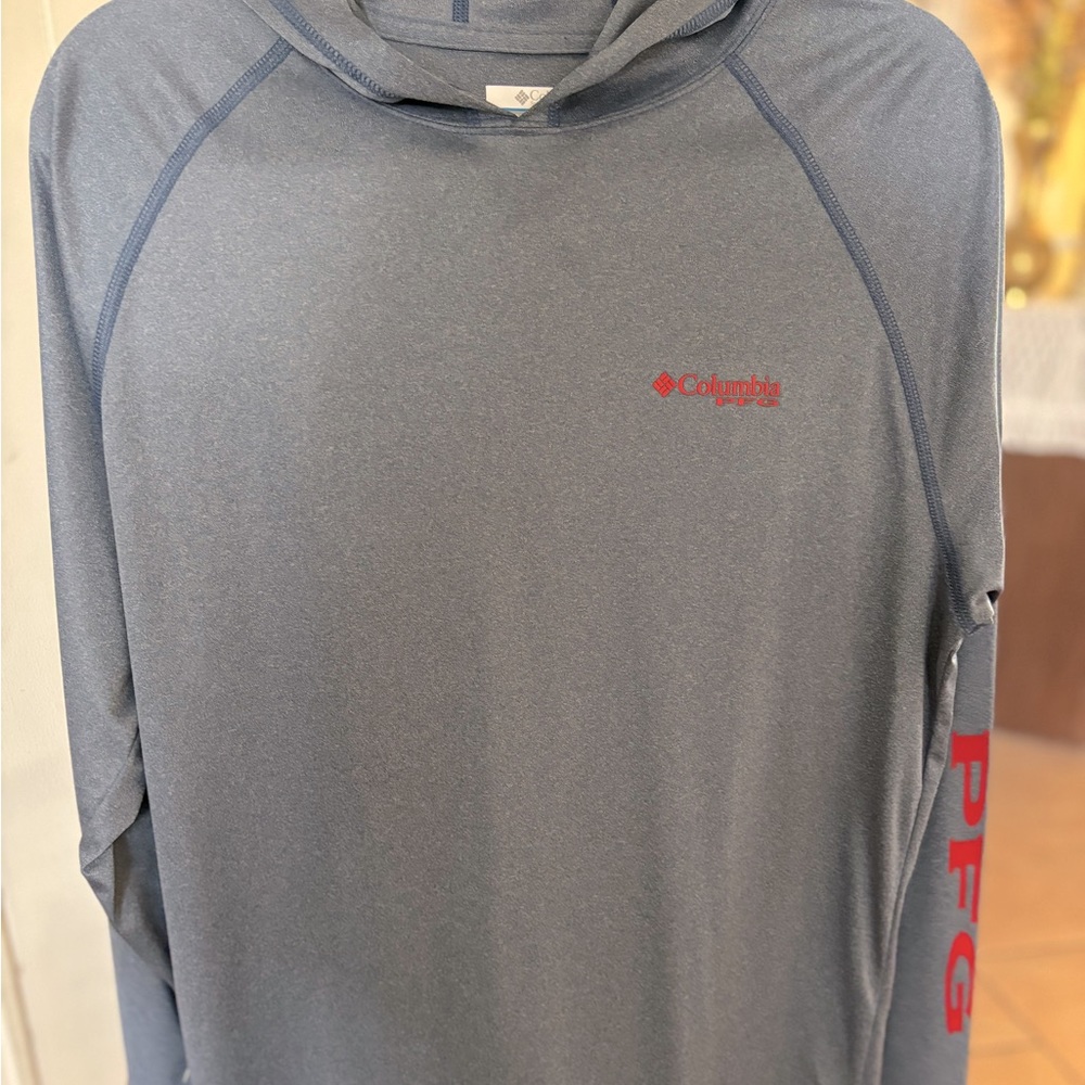 Columbia PFG long sleeve hoodie - grey, size Medium
